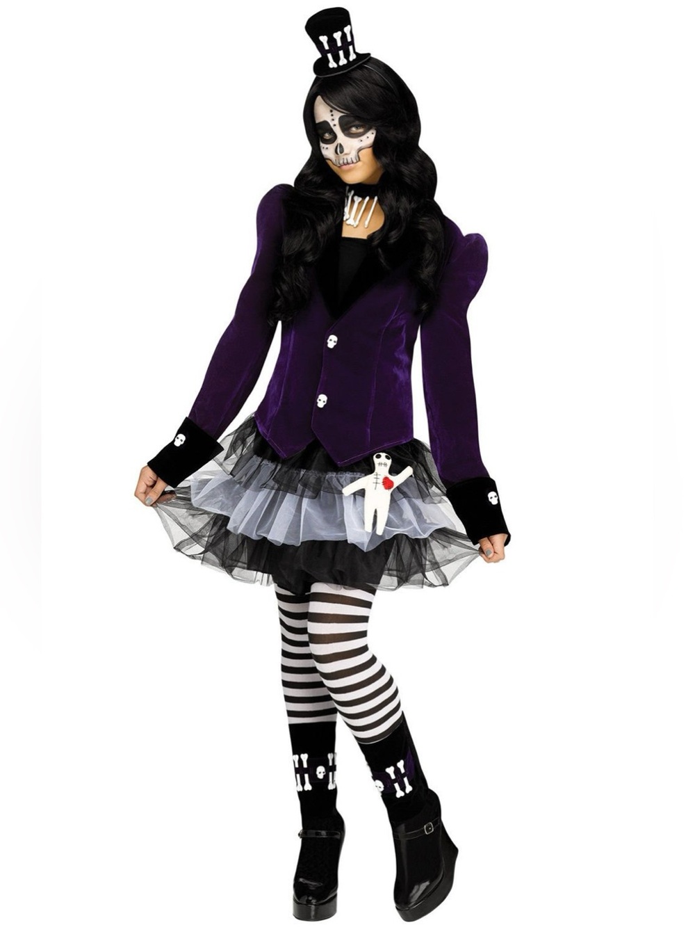 Girls Day of the Dead Costume Skeleton Voodoo Doll size XL 14/16